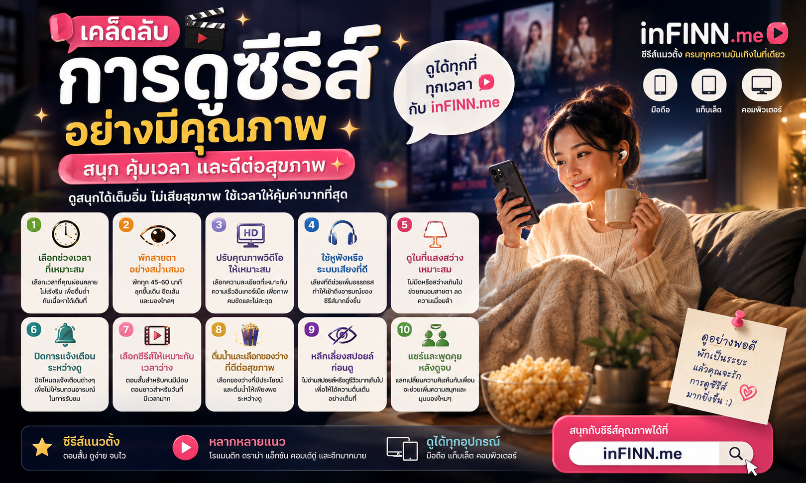 เคล็ดลับการดูซีรีส์อย่างมีคุณภาพ สนุก คุ้มเวลา และดีต่อสุขภาพ
